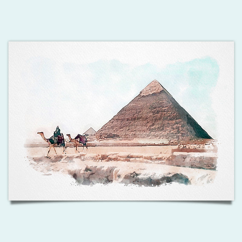 Pyramiden von Gizeh - Ägypten - Aquarell Kunstdruck