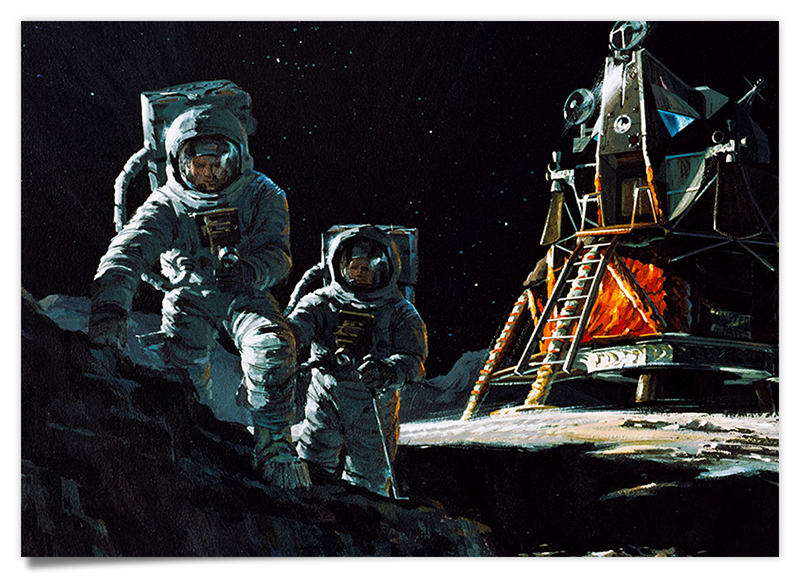 Apollo Mondlandung Astronauten - Concept Art - Raumfahrt Kunstdruck
