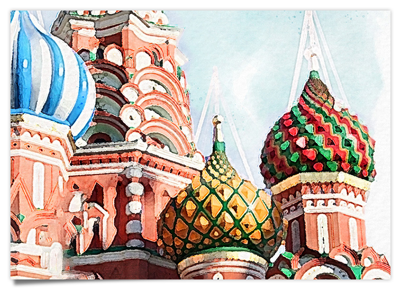 Basilius Kathedrale - Basilika Moskau - Aquarell Kunstdruck
