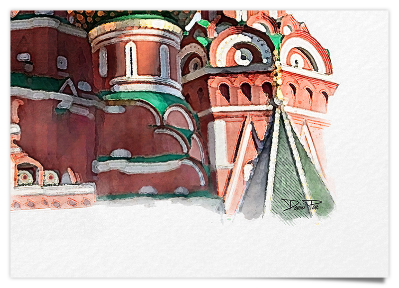 Basilius Kathedrale - Basilika Moskau - Aquarell Kunstdruck