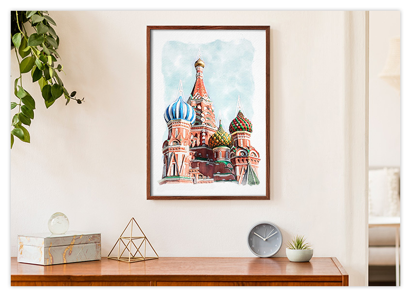 Basilius Kathedrale - Basilika Moskau - Aquarell Kunstdruck