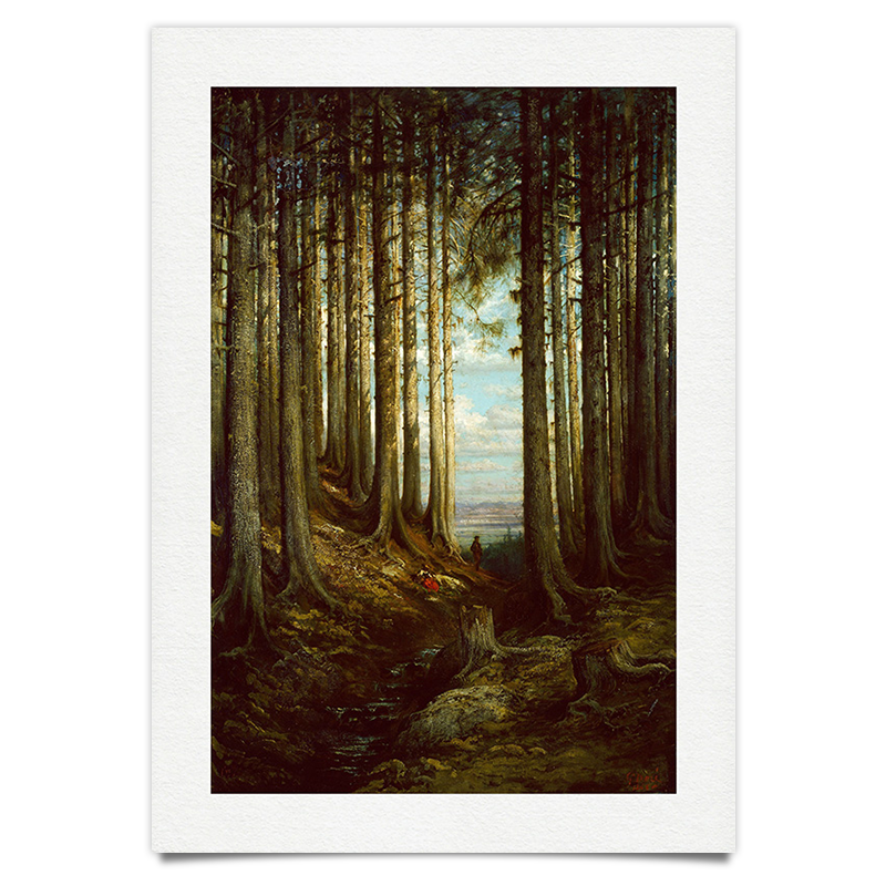 Berg Bach im Wald - Ölgemälde Kunstdruck