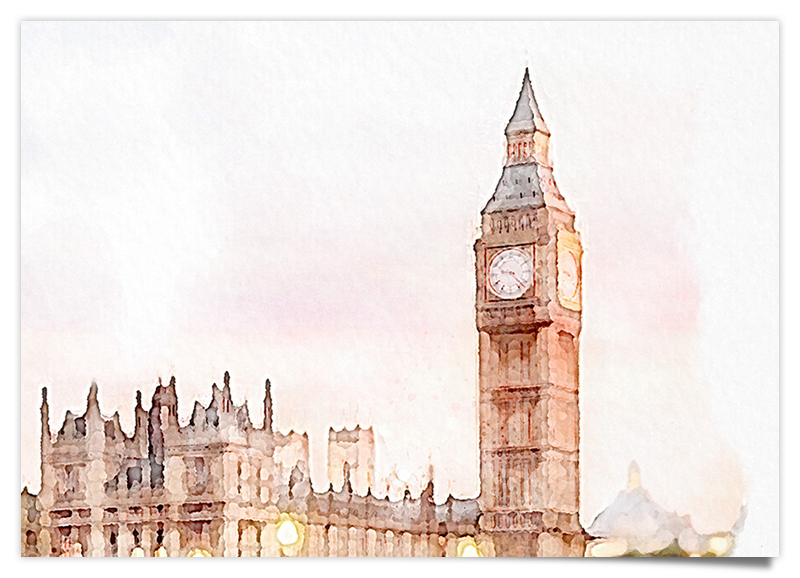 Big Ben - London - Aquarell Kunstdruck