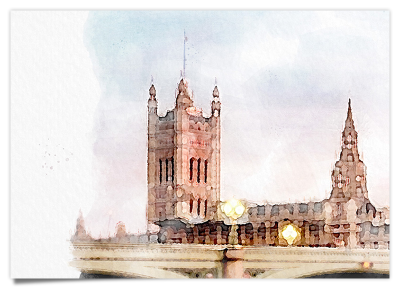 Big Ben - London - Aquarell Kunstdruck