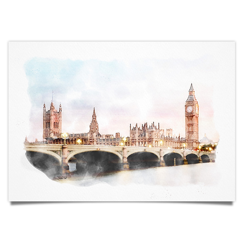 Big Ben - London - Aquarell Kunstdruck