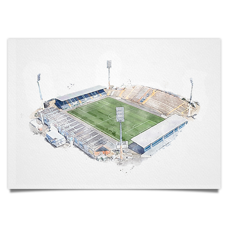 Darmstadt Fussball Stadion - Aquarell Kunstdruck Poster