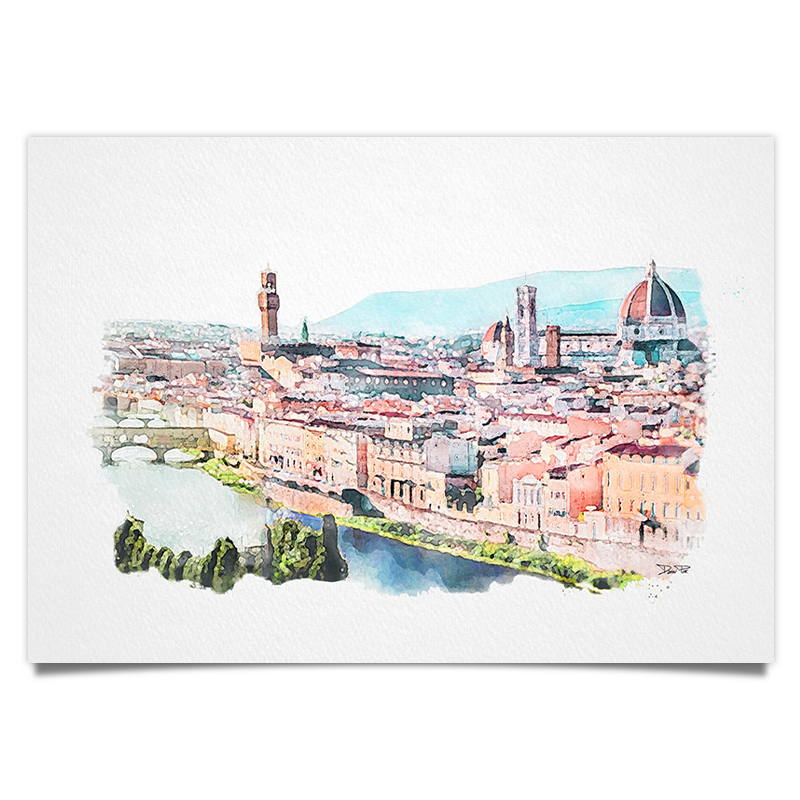 Florenz - Italien - Aquarell Kunstdruck