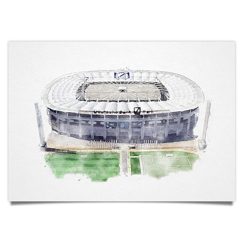 Frankfurt Fussball Stadion - Aquarell Kunstdruck Poster