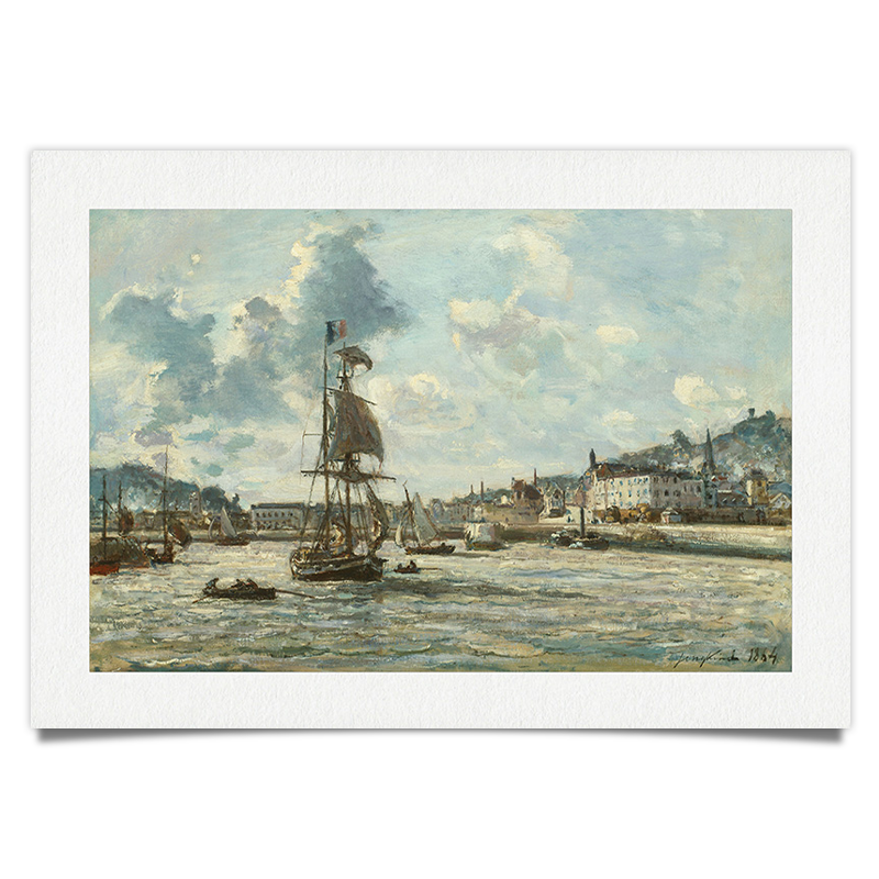 Hafen von Honfleur mit Segelschiff - Ölgemälde Kunstdruck