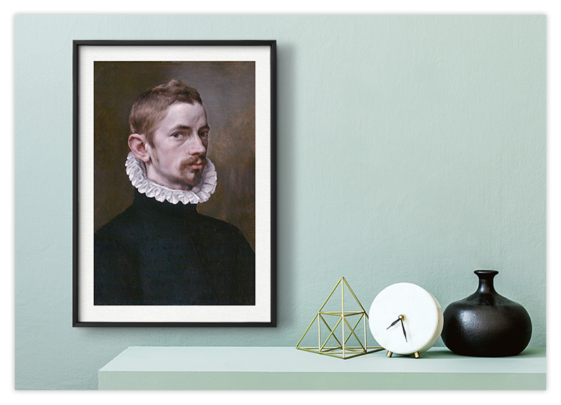 Hagerer Mann mit Barock Halskrause - Ölgemälde Kunstdruck