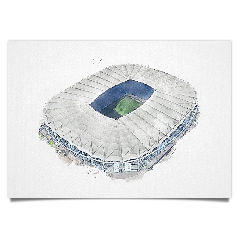 Hamburg Altona Fussball Stadion - Aquarell Kunstdruck Poster