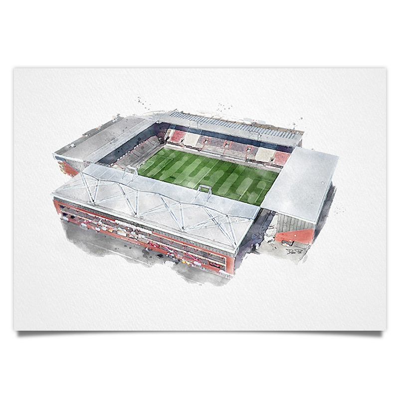 Hamburg St. Pauli Fussball Stadion - Aquarell Kunstdruck Poster