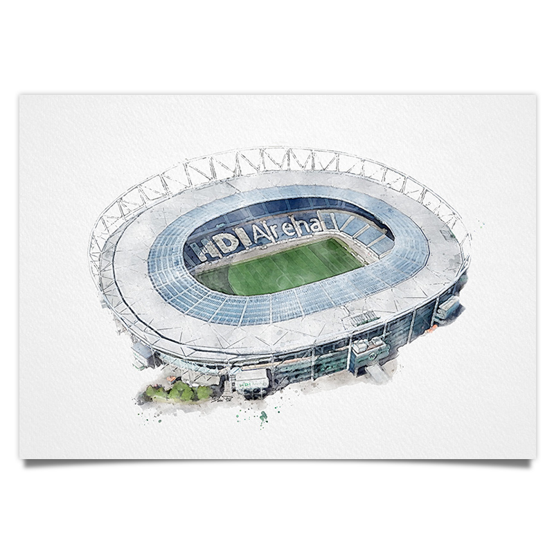 Hannover Fussball Stadion - Aquarell Kunstdruck Poster