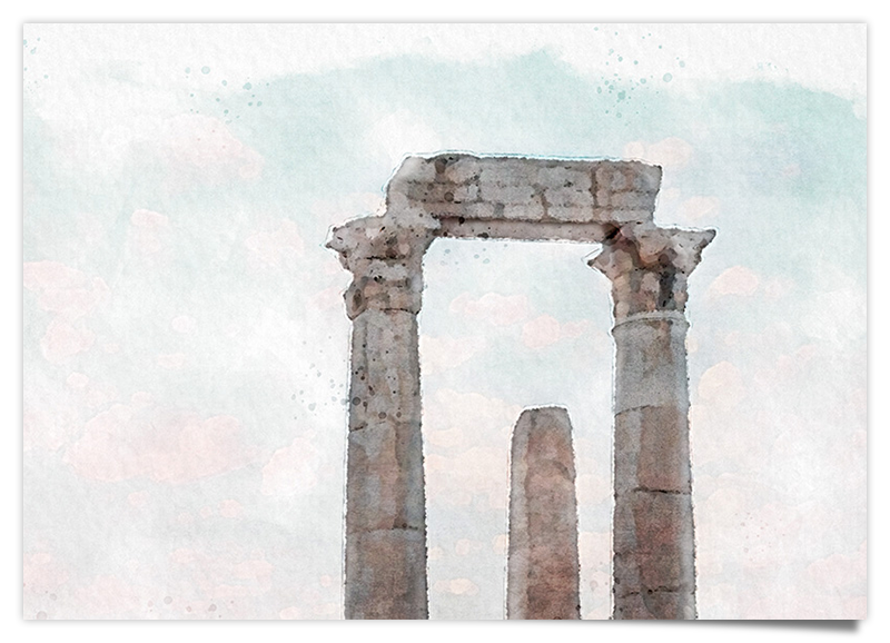 Herkules Tempel - Aquarell Kunstdruck