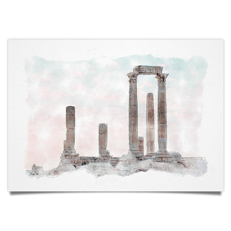 Herkules Tempel - Aquarell Kunstdruck