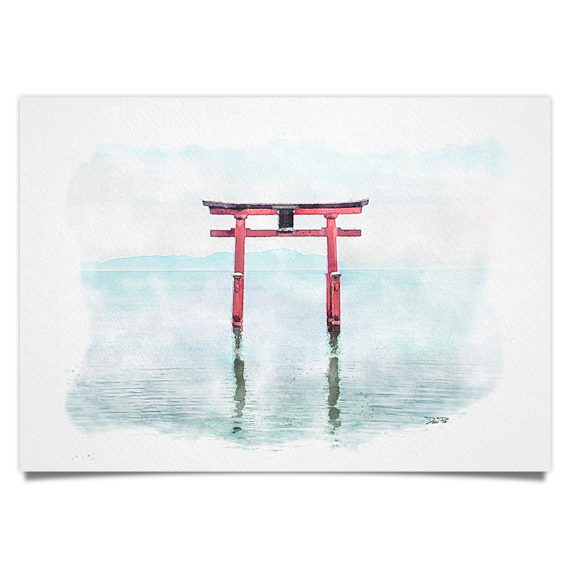 Itsukushima Schrein - Japan - Aquarell Kunstdruck