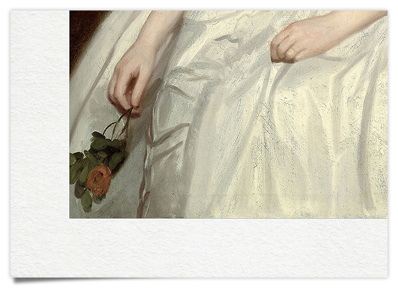 Junge Dame in Barockkleid mit Rose - Ölgemälde Kunstdruck