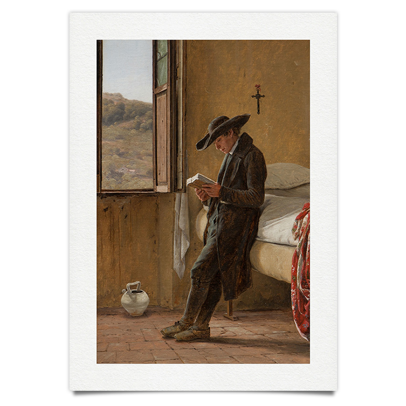 Junger Mann mit Buch - Ölgemälde Kunstdruck