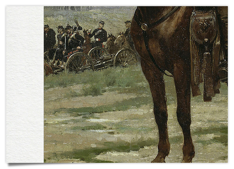 Kavallerie Offizier auf Pferd - Ölgemälde Kunstdruck