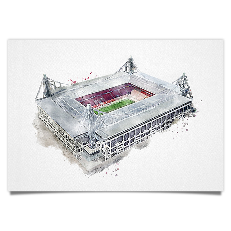 Köln Fussball Stadion - Aquarell Kunstdruck Poster