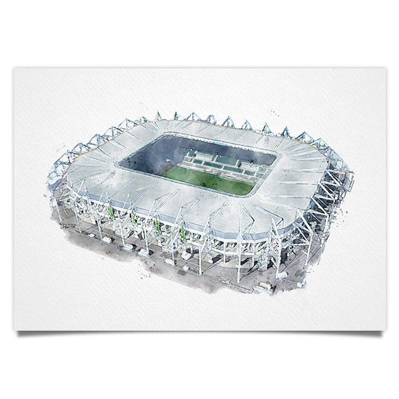 Mönchengladbach Fussball Stadion - Aquarell Kunstdruck Poster