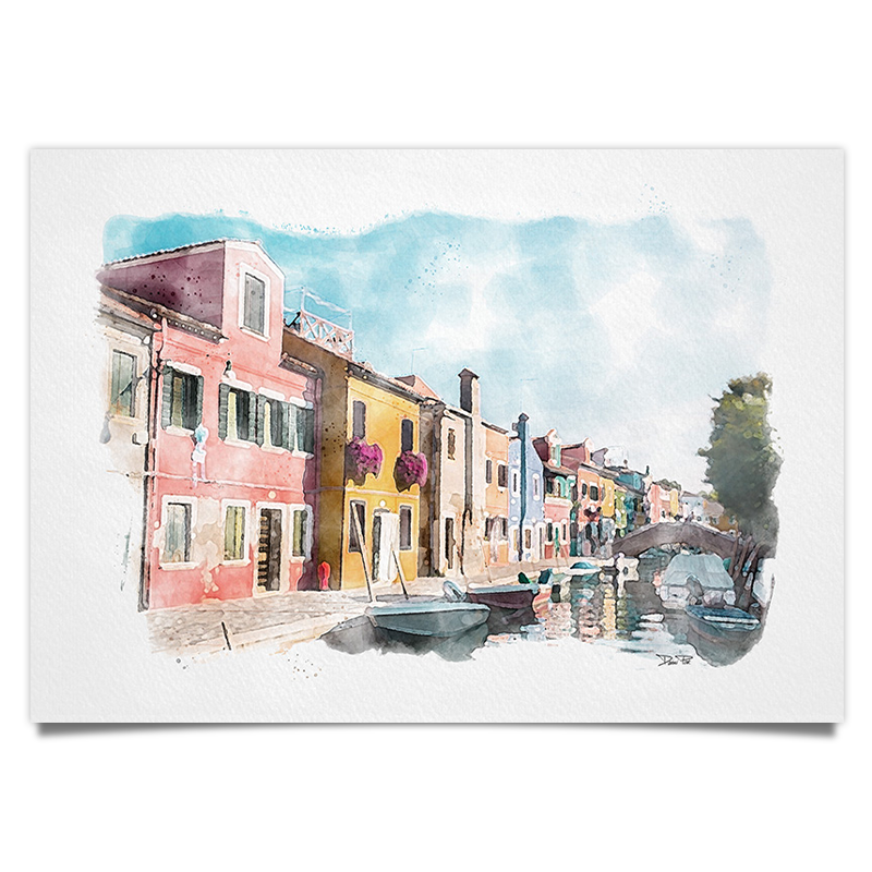 Murano - Burano - Aquarell Kunstdruck