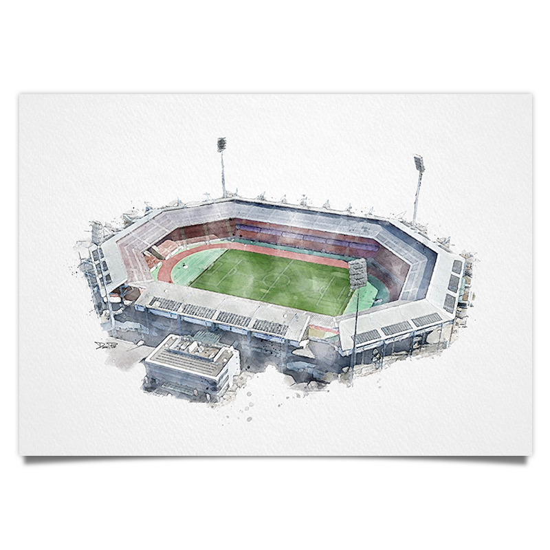 Nürnberg Fussball Stadion - Aquarell Kunstdruck Poster