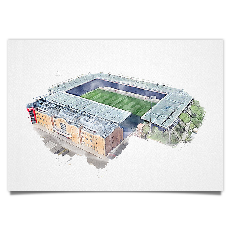 Ost Berlin Fussball Stadion - Aquarell Kunstdruck Poster