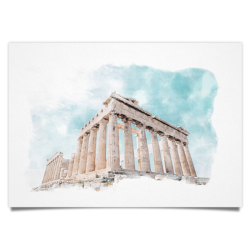 Parthenon Tempel Akropolis - Aquarell Kunstdruck