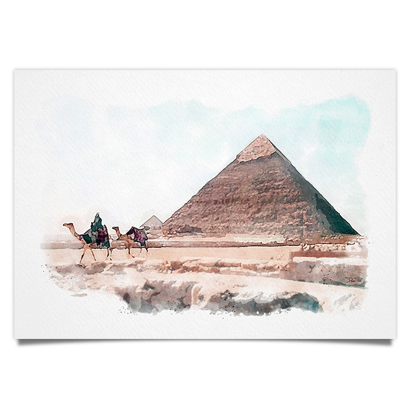 Pyramiden von Gizeh - Ägypten - Aquarell Kunstdruck