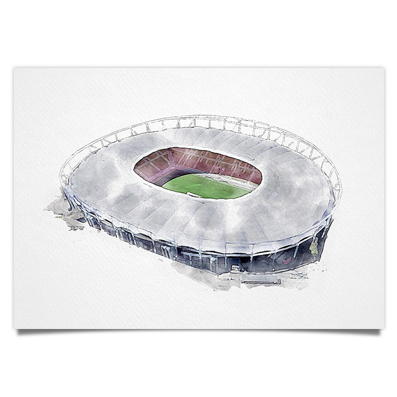 Stuttgart Fussball Stadion - Aquarell Kunstdruck Poster