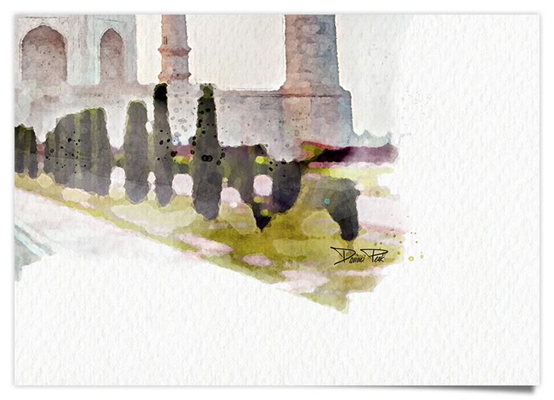 Taj Mahal - Indien - Aquarell Kunstdruck