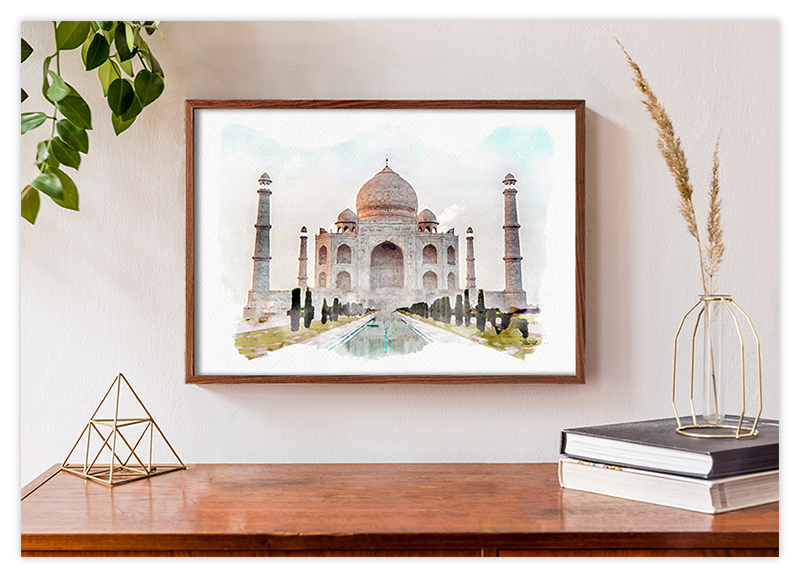 Taj Mahal - Indien - Aquarell Kunstdruck