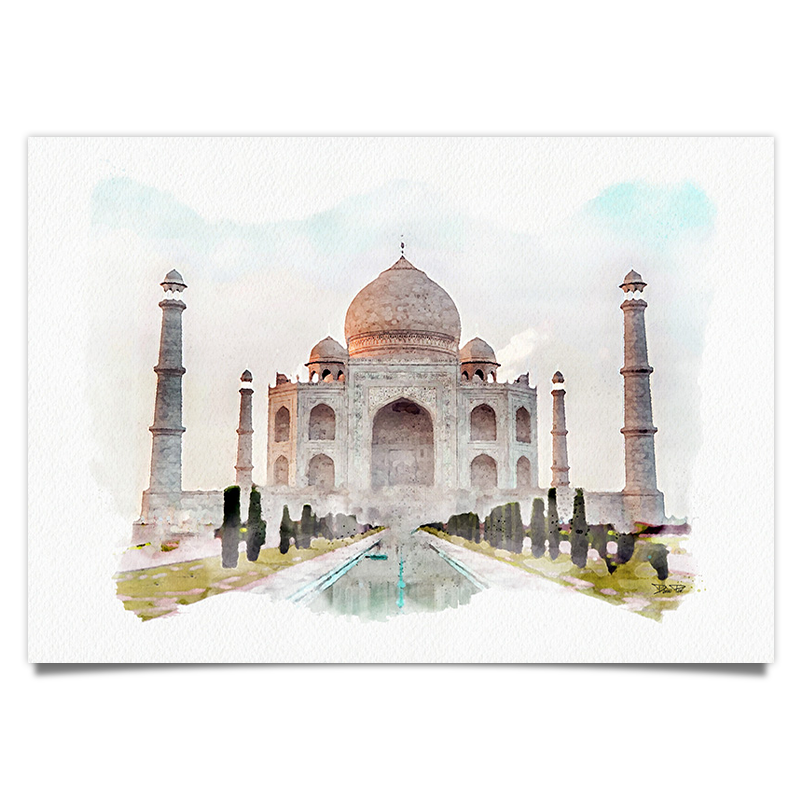 Taj Mahal - Indien - Aquarell Kunstdruck
