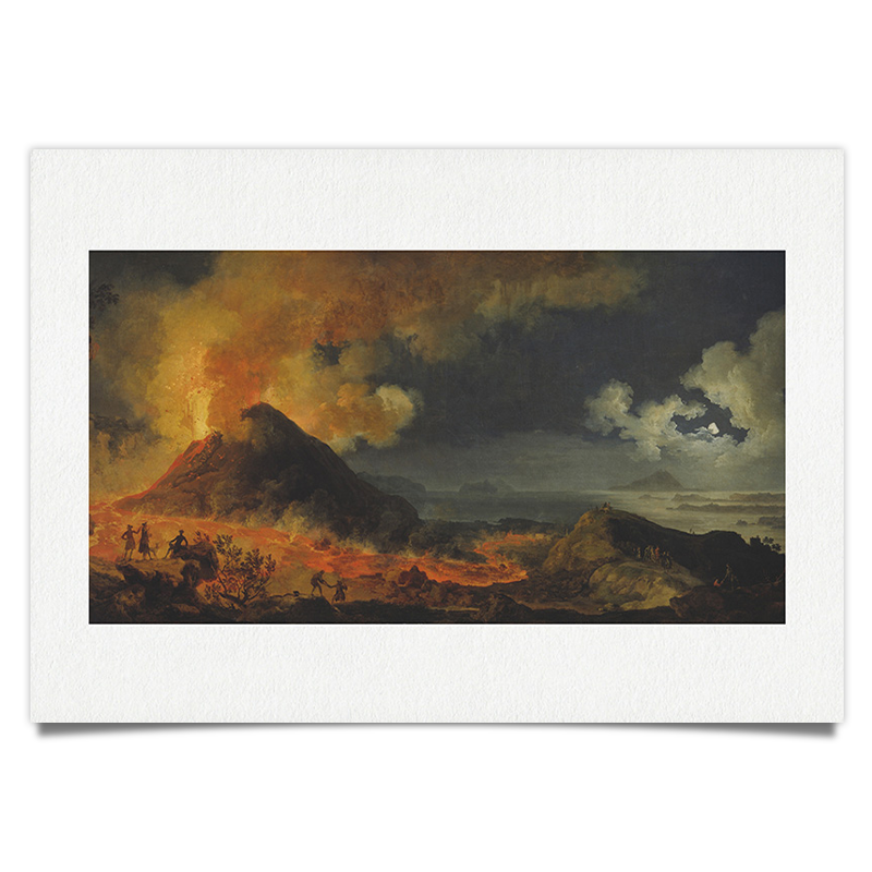 Vesuv Vulkanausbruch bei Nacht - Ölgemälde Kunstdruck